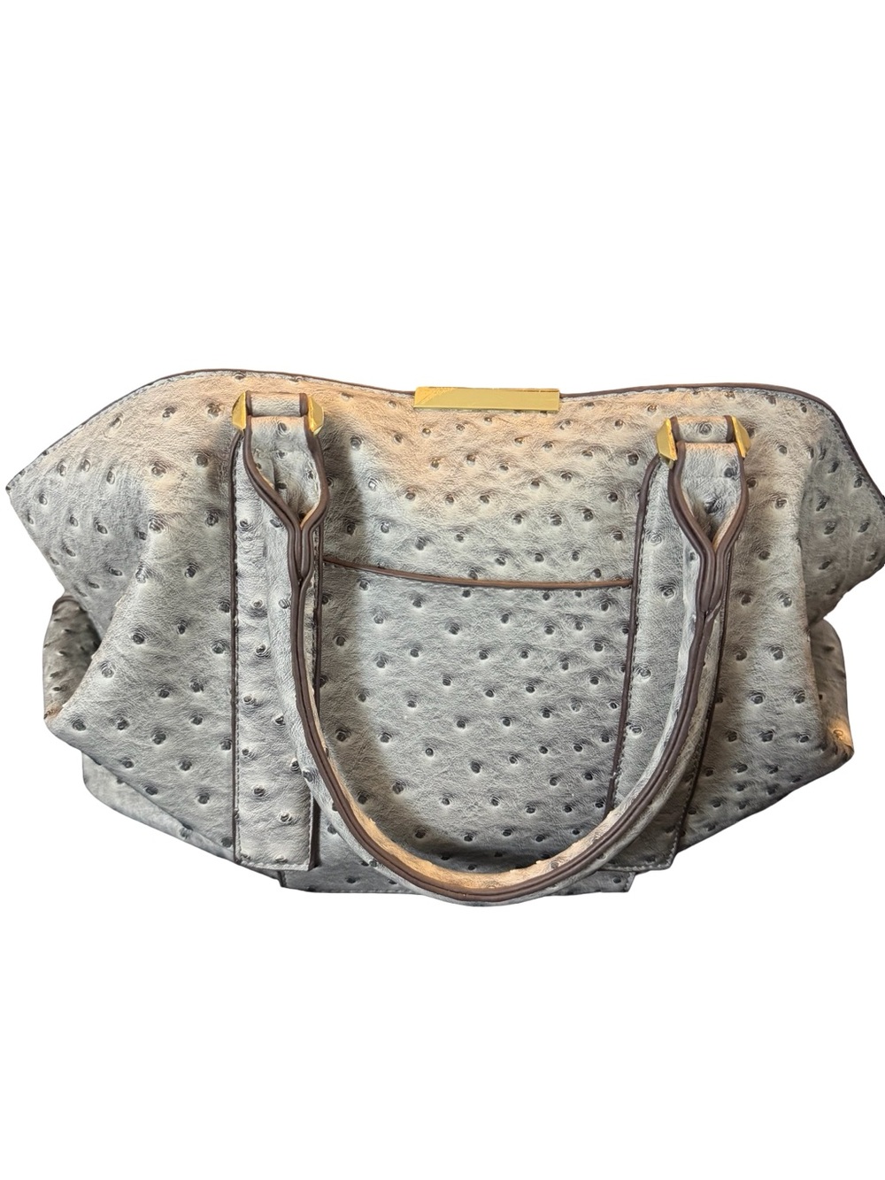 Gabriella Rocha Grey Faux Ostrich-Texture Dual Top With Gold Hardware - Picture 8 of 10